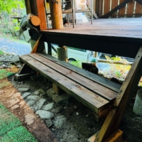 入口前ウッドステップ